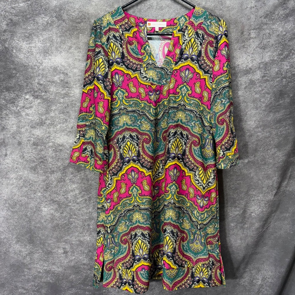 Jude Connally Baroque Megan Tunic Mini Dress Size M Baroque Paisley Nylon